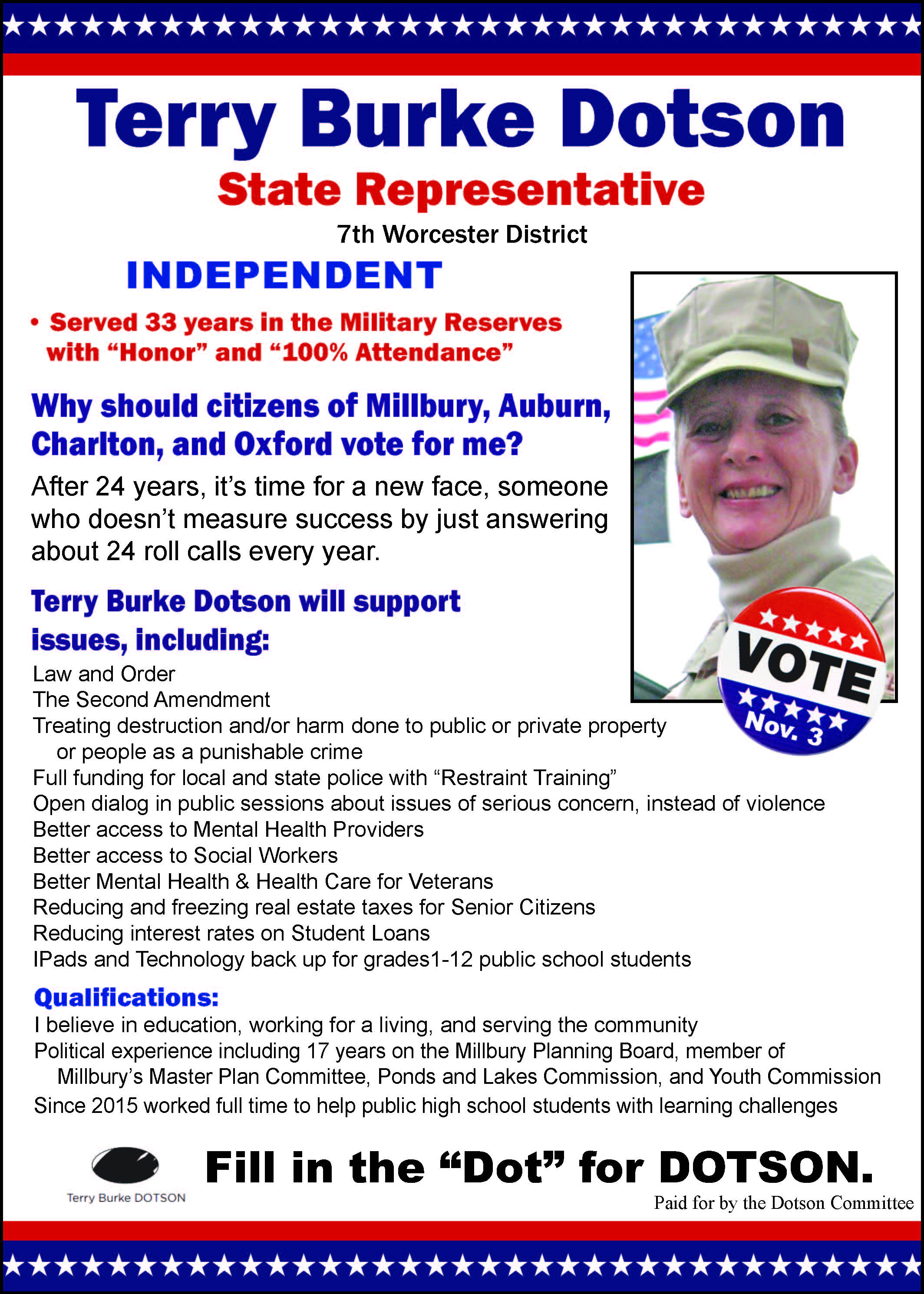 Terry Burke Dotson - Independent for Massachusetts State Rep